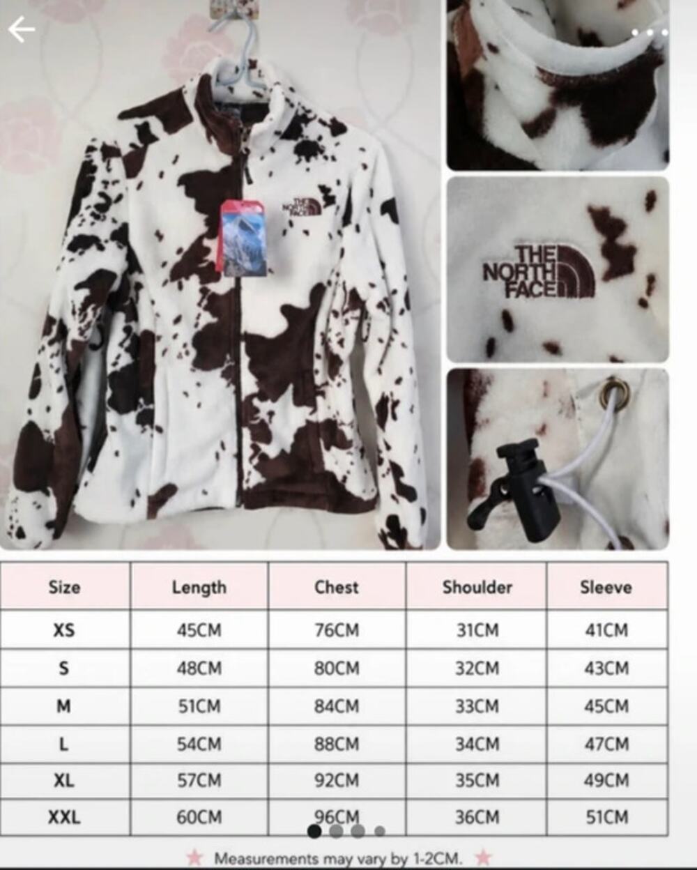 The North Face Cow Print Jackets Adults, Medium